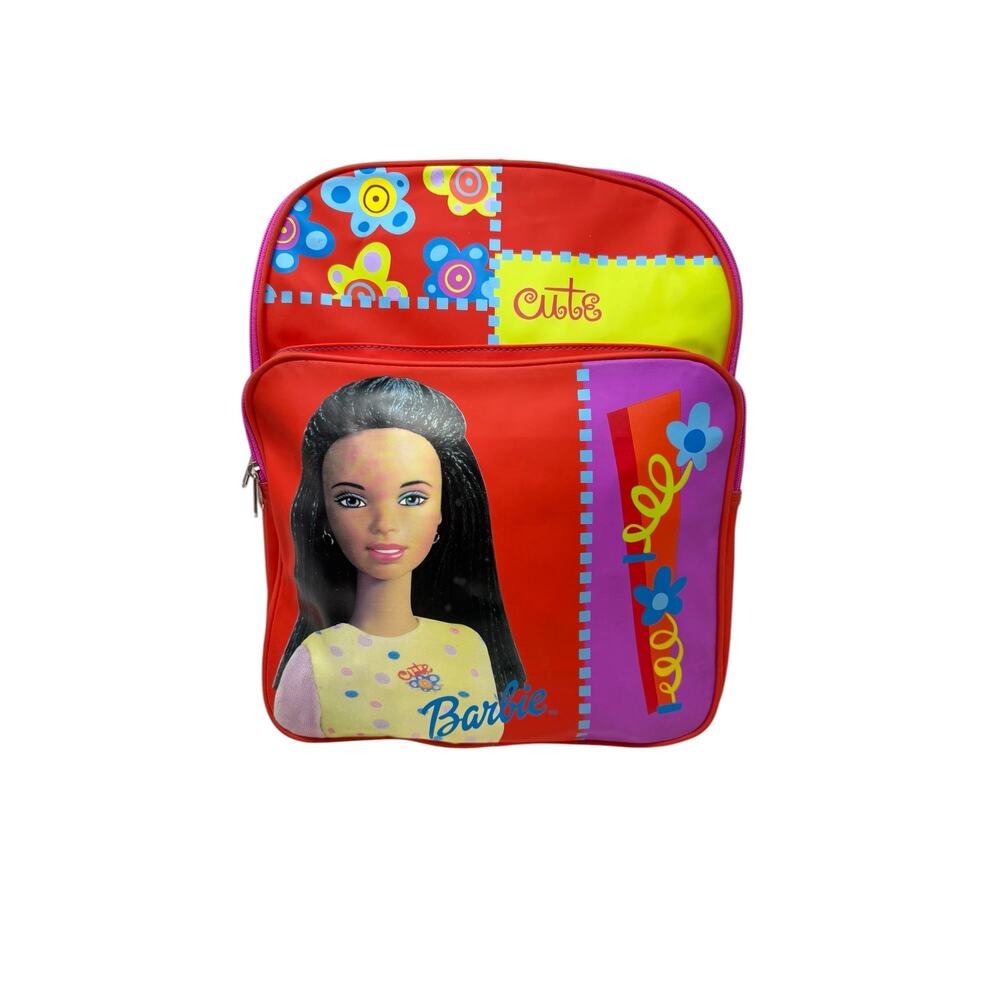 Vintage 2001 Barbie Backpack Pink Red Floral Graphic School Bag NWT